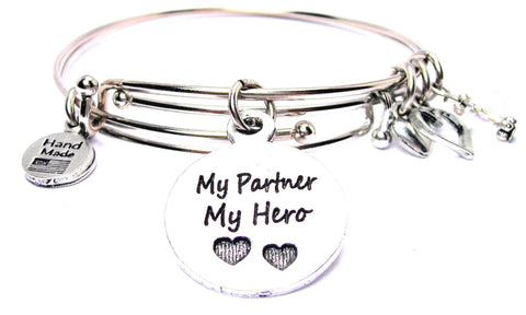 My Partner My Hero Expandable Bangle Bracelet Set