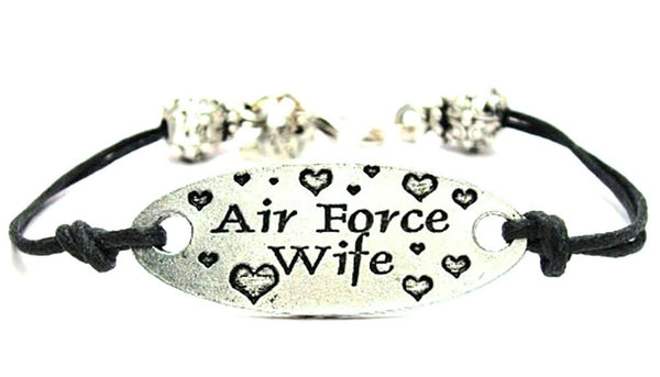 Air Force Wife Black Cord Connector Bracelet
