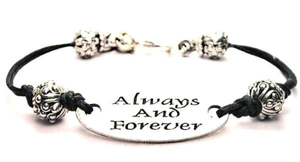 Always And Forever Black Cord Connector Bracelet