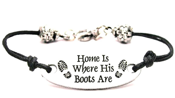 Home Is Where His Boots Are Black Cord Connector Bracelet