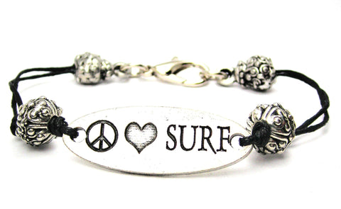 surfing, beach jewelry, surfing gift, nautical, cord bracelet, charm bracelet