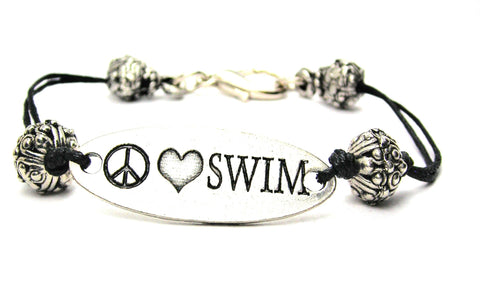 swim team, swimming, diver, swim team gifts, cord bracelet, charm bracelet