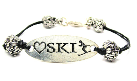 skiing, ski run, snow board, snowboard, cord bracelet, charm bracelet