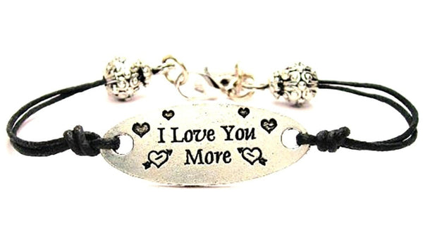 I Love You More Black Cord Connector Bracelet