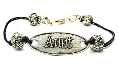 auntie, gift for auntie, gift for aunt, cord bracelet, charm bracelet,