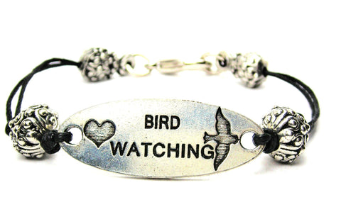 bird lover, bird jewelry, bird bracelet, cord bracelet, charm bracelet,