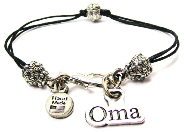 Oma Grandmother In German Beaded Black Cord Bracelet