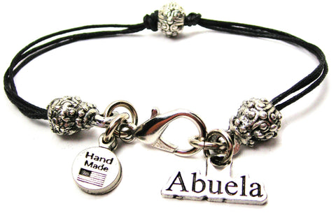 Abuela Grandmother In Spanish Beaded Black Cord Bracelet