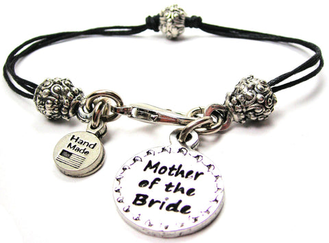 Mother Of The Bride Circle Beaded Black Cord Bracelet