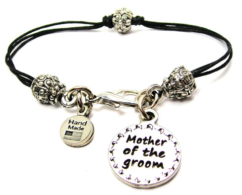 Mother Of The Groom Circle Beaded Black Cord Bracelet