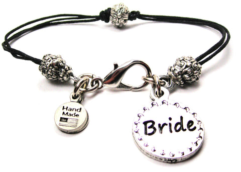 Bride Circle Beaded Black Cord Bracelet