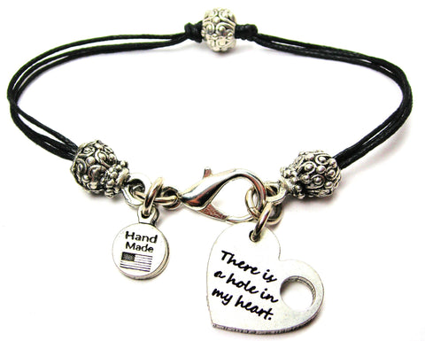 There Is A Hole In My Heart Beaded Black Cord Bracelet