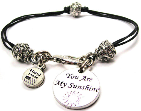 You Are My Sunshine Beaded Black Cord Bracelet