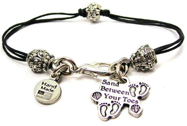 Sand Between Your Toes Beaded Black Cord Bracelet