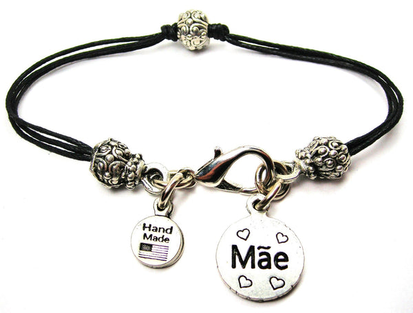 Mae Mother In Portuguese Beaded Black Cord Bracelet