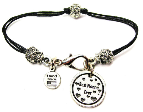 Best Nonna Ever Beaded Black Cord Bracelet