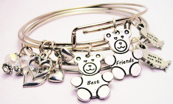 Best Friends Teddy Bears Expandable Bangle Bracelet Set