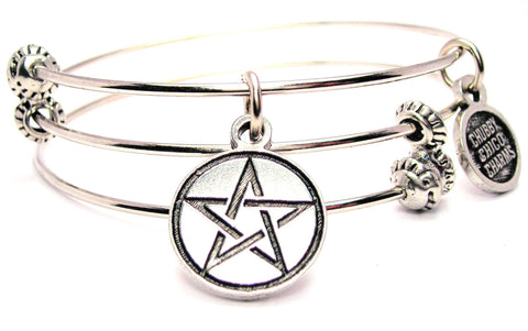 Pentacle Symbol Triple Style Expandable Bangle Bracelet