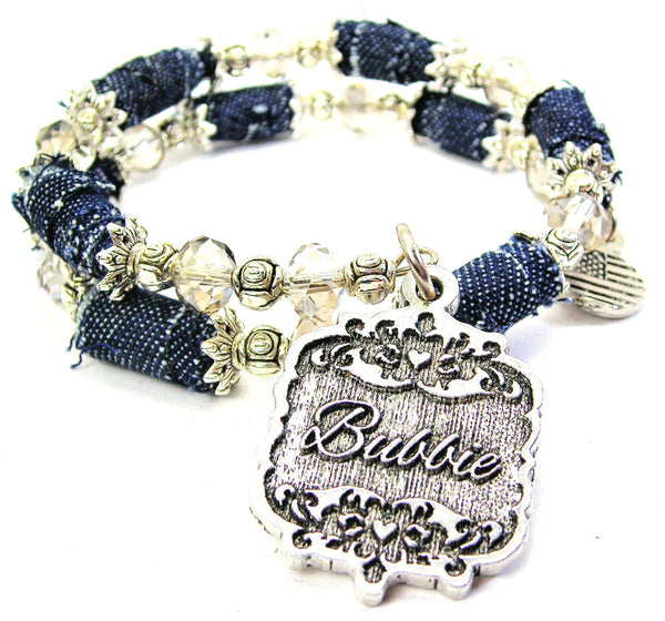 Bubbie Victorian Scroll Blue Jean Beaded Wrap Bracelet