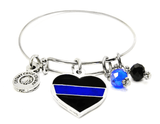 Back The Blue, Thin Blue Line, Police Vest Trio Expandable Bangles Bracelets Set