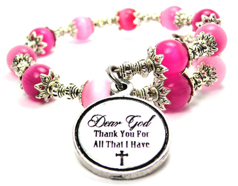 Dear God Thank You For All That I Have Cat's Eye Beaded Wrap Bracelet