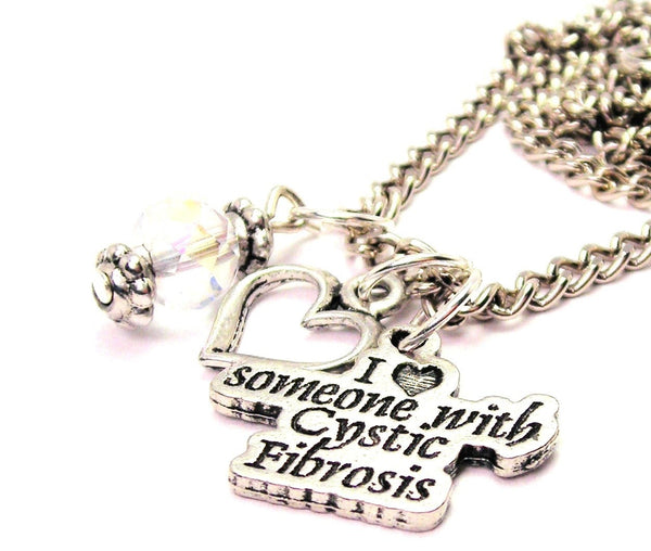 I Love Someone With Cystic Fibrosis Necklace with Small Heart