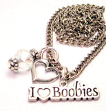 I Heart Boobies Necklace with Small Heart