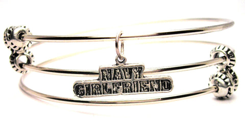 Navy Girlfriend Triple Style Expandable Bangle Bracelet