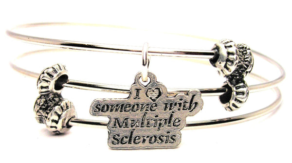 I Heart Someone With Multiple Sclerosis Triple Style Expandable Bangle Bracelet