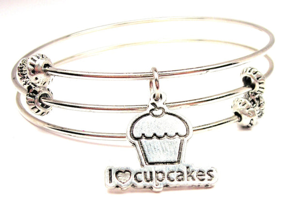 I Love Cupcakes Triple Style Expandable Bangle Bracelet