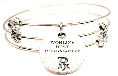 Worlds Best Pharmacist Triple Style Expandable Bangle Bracelet