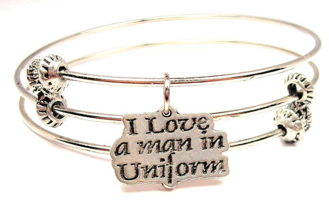 I Love A Man In Uniform Triple Style Expandable Bangle Bracelet