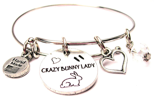 Crazy Bunny Lady Expandable Bangle Bracelet