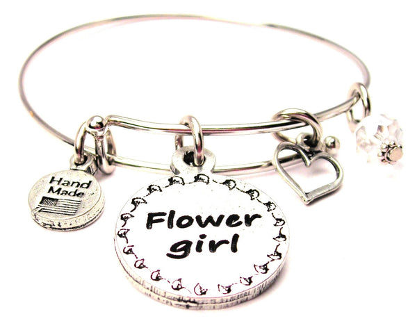 Flower Girl Circle Expandable Bangle Bracelet