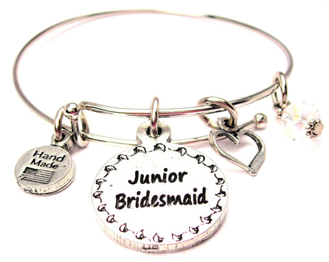 Junior Bridesmaid Circle Expandable Bangle Bracelet
