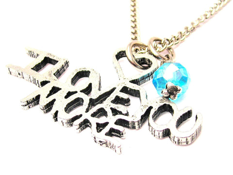 I Love You More Crystal Bead Single Charm Necklace