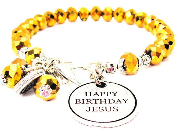 Happy Birthday Jesus Splash Of Color Crystal Bracelet