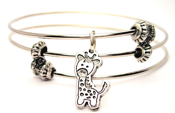 Baby Giraffe Triple Style Expandable Bangle Bracelet