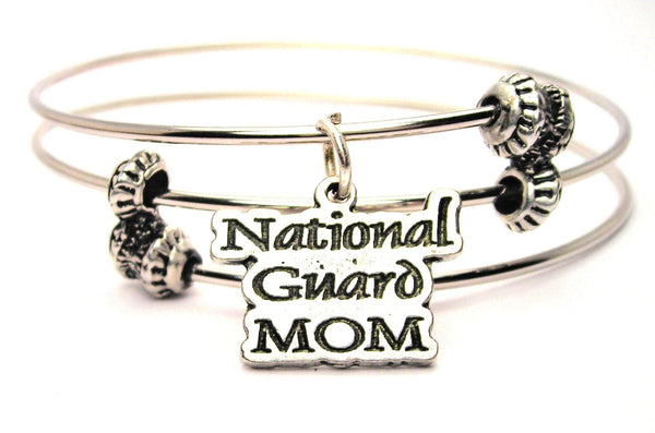 National Guard Mom Triple Style Expandable Bangle Bracelet