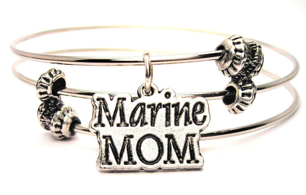 Marine Mom Triple Style Expandable Bangle Bracelet