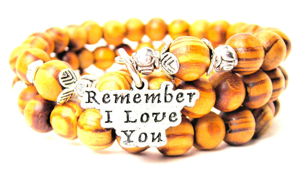 Remember I Love You Natural Wood Wrap Bracelet