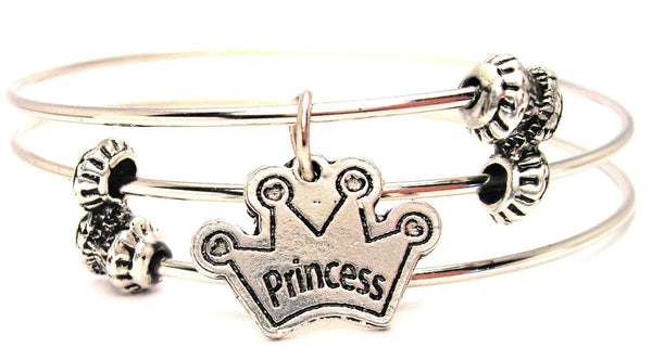 Crown Shaped Princess Triple Style Expandable Bangle Bracelet
