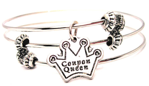 Fancy Crown Coupon Queen Triple Style Expandable Bangle Bracelet