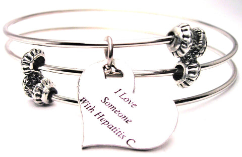 I Love Someone With Hepatitis C Triple Style Expandable Bangle Bracelet