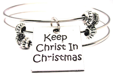 Keep Christ In Christmas Square Triple Style Expandable Bangle Bracelet