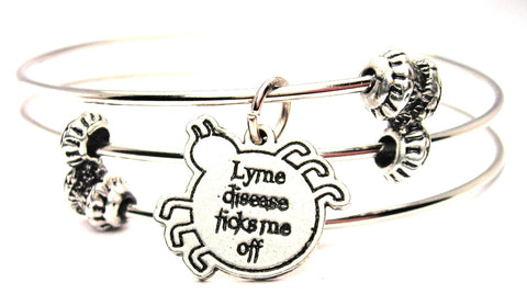 Lyme Disease Ticks Me Off Triple Style Expandable Bangle Bracelet