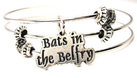 Bats In The Belfry Triple Style Expandable Bangle Bracelet