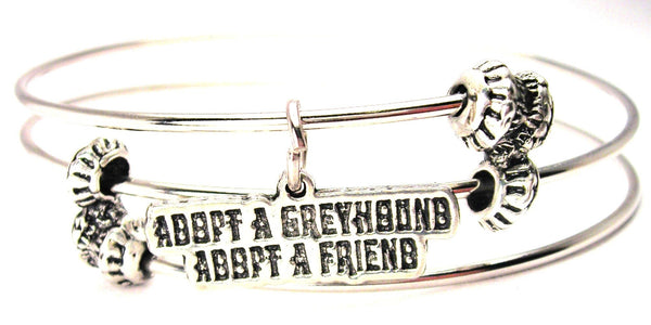 Adopt A Greyhound Adopt A Friend Triple Style Expandable Bangle Bracelet
