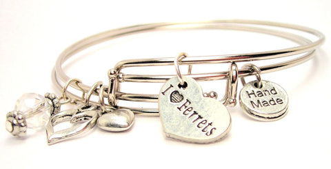 I love ferrets bracelet, I love ferrets bangles, ferret bracelet, ferret bangles, ferret rescue bracelet