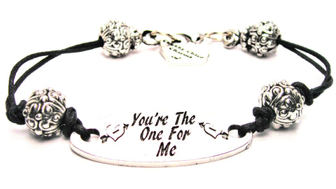 You're The One For Me Pewter Black Cord Connector Bracelet